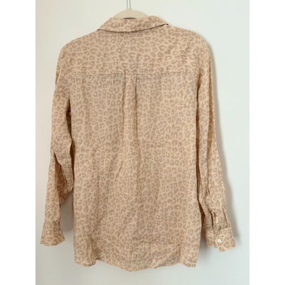 Gap 100% Linen Animal Print Shirt Women's Size Small New Neutral Classic N64 - Picture 3 of 14